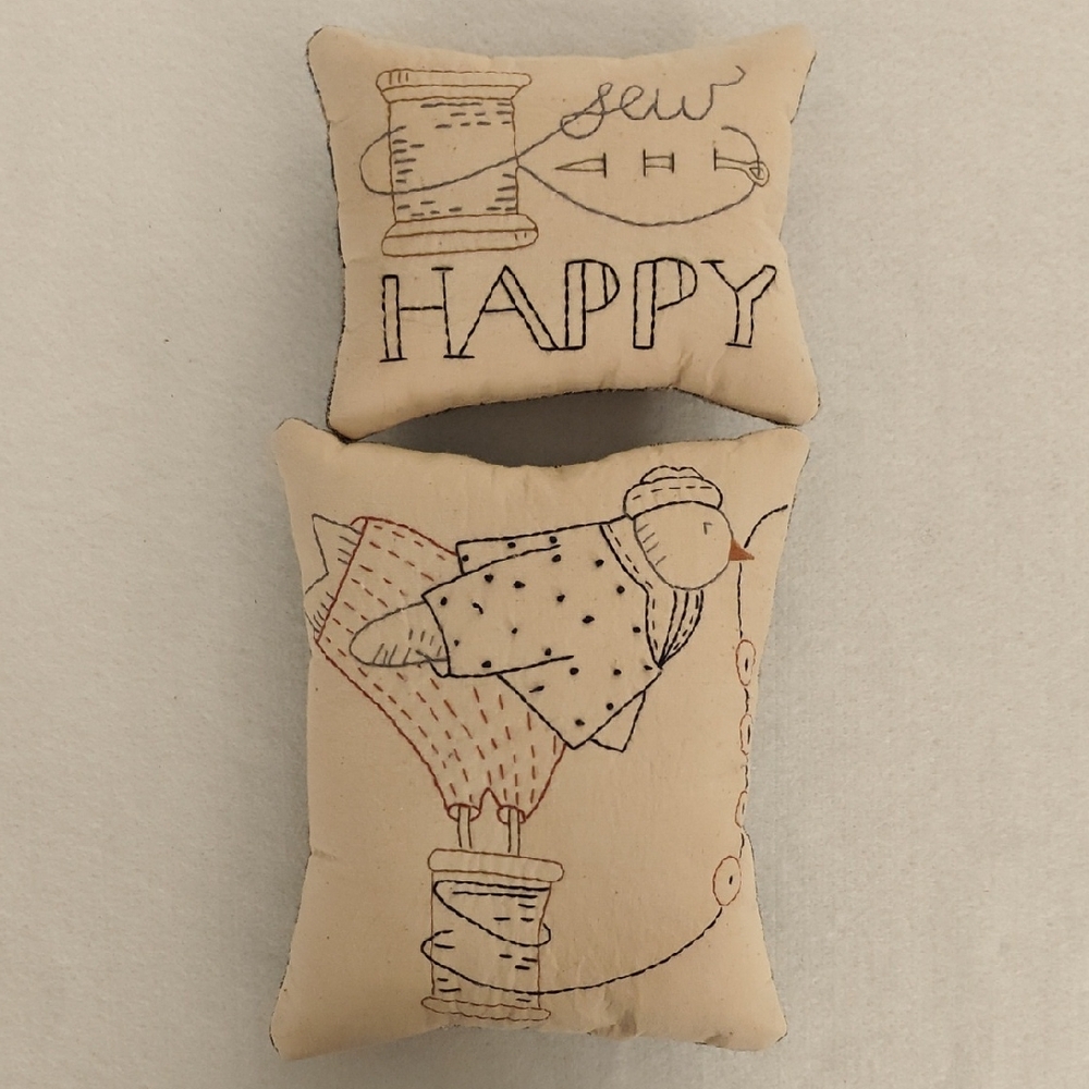 Sew Happy Accent Pillow - Cream